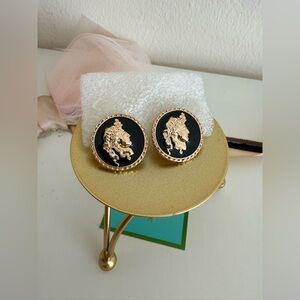 Black and Gold Medallion Earrings